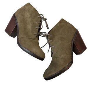 STEVE MADDEN Olive Green Suede Heeled Booties Size 9.5